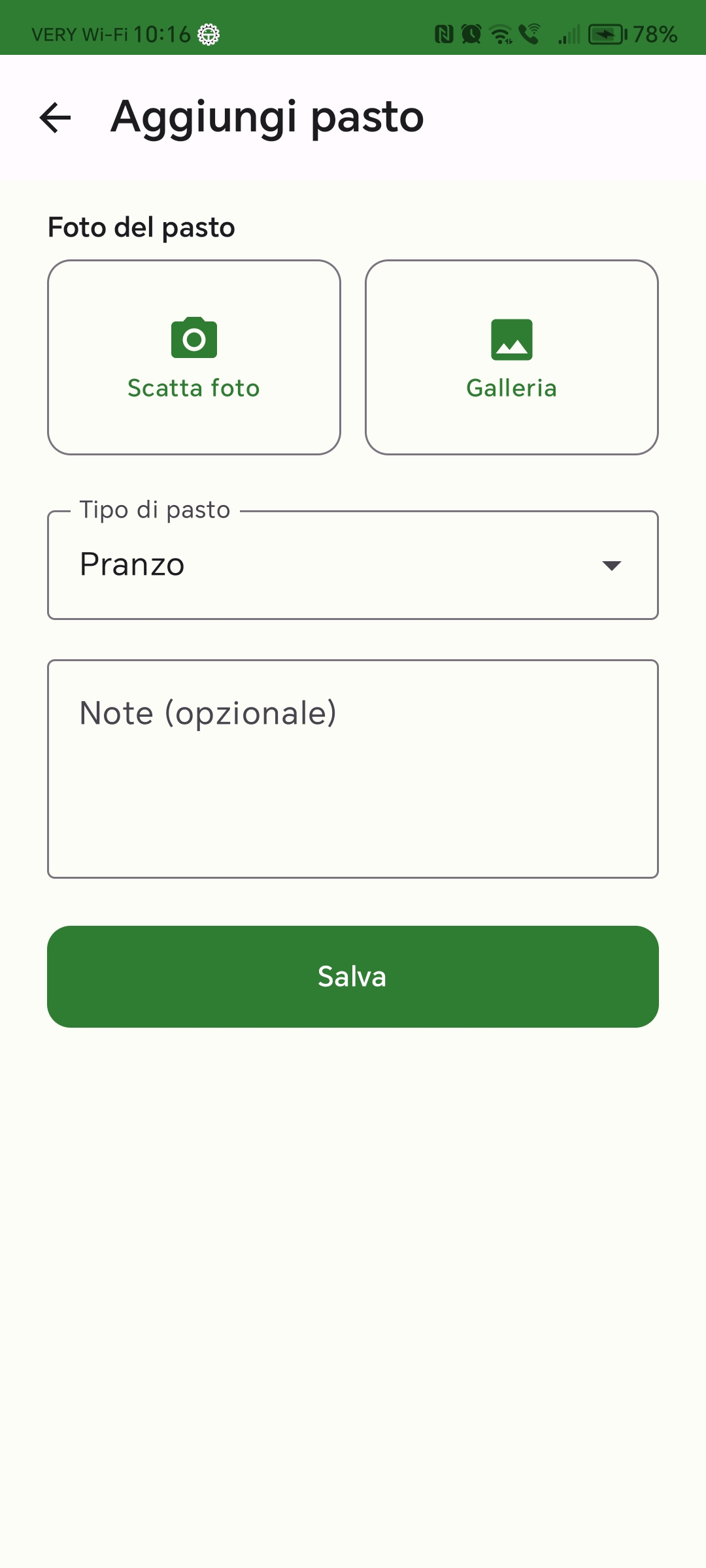 Aggiungi pasto BenessereeVita